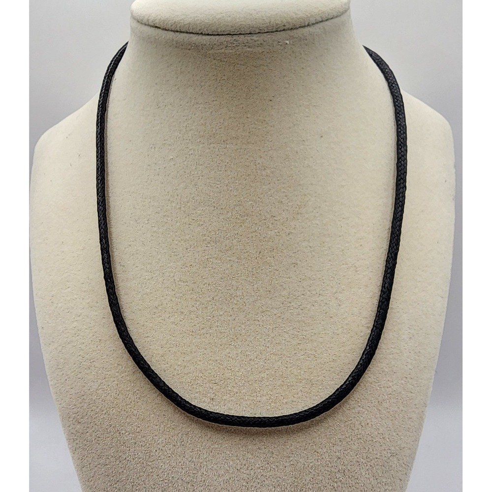 Unbranded Braided Cord Necklace Women 18" Black Sterling Silver 925 Clasp